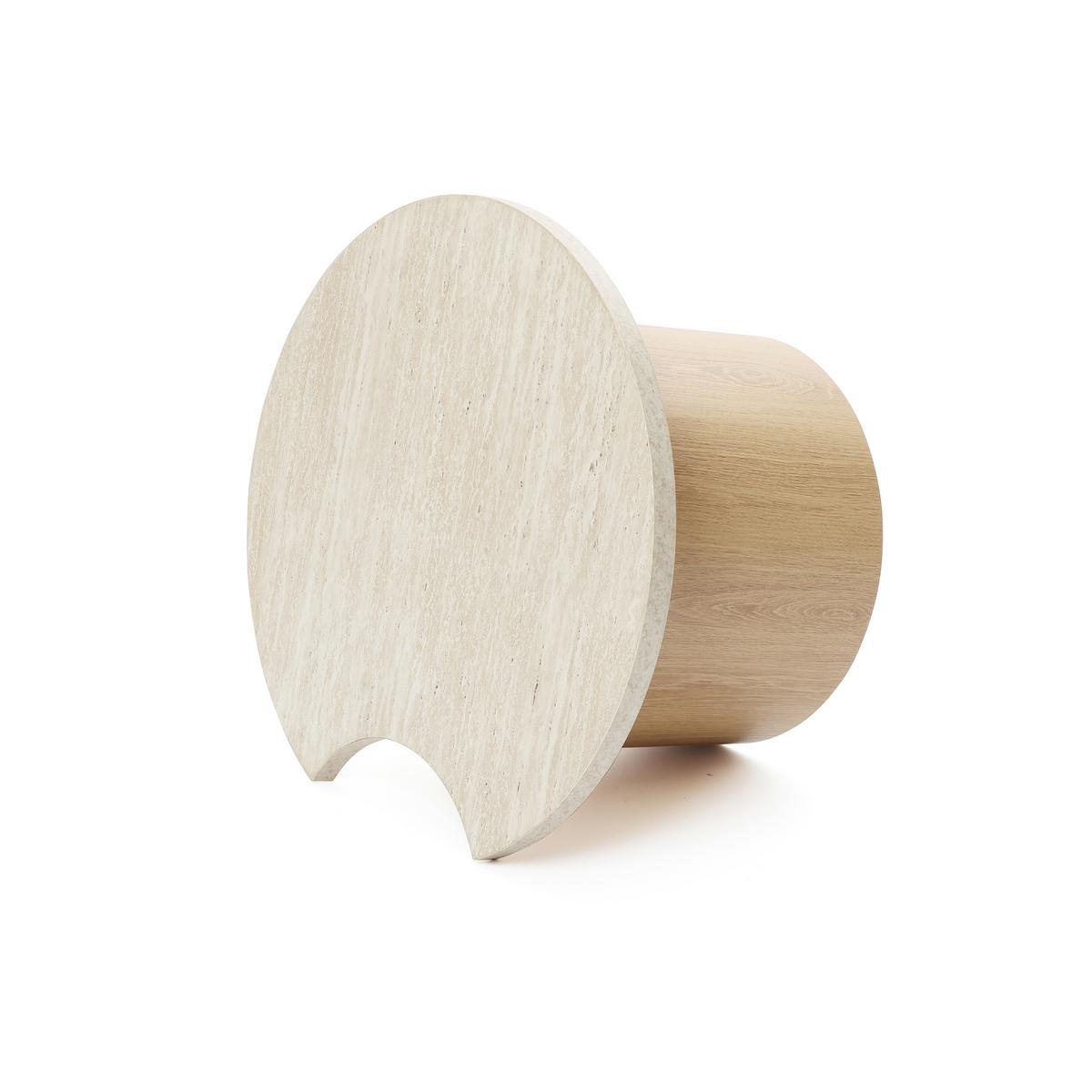 COUCHTISCH Rund 2er Set Holz mit Travertin-Optik, Ø60 & 40cm - Braun, Holzwerkstoff (60/85/47.5cm) - Hometopia