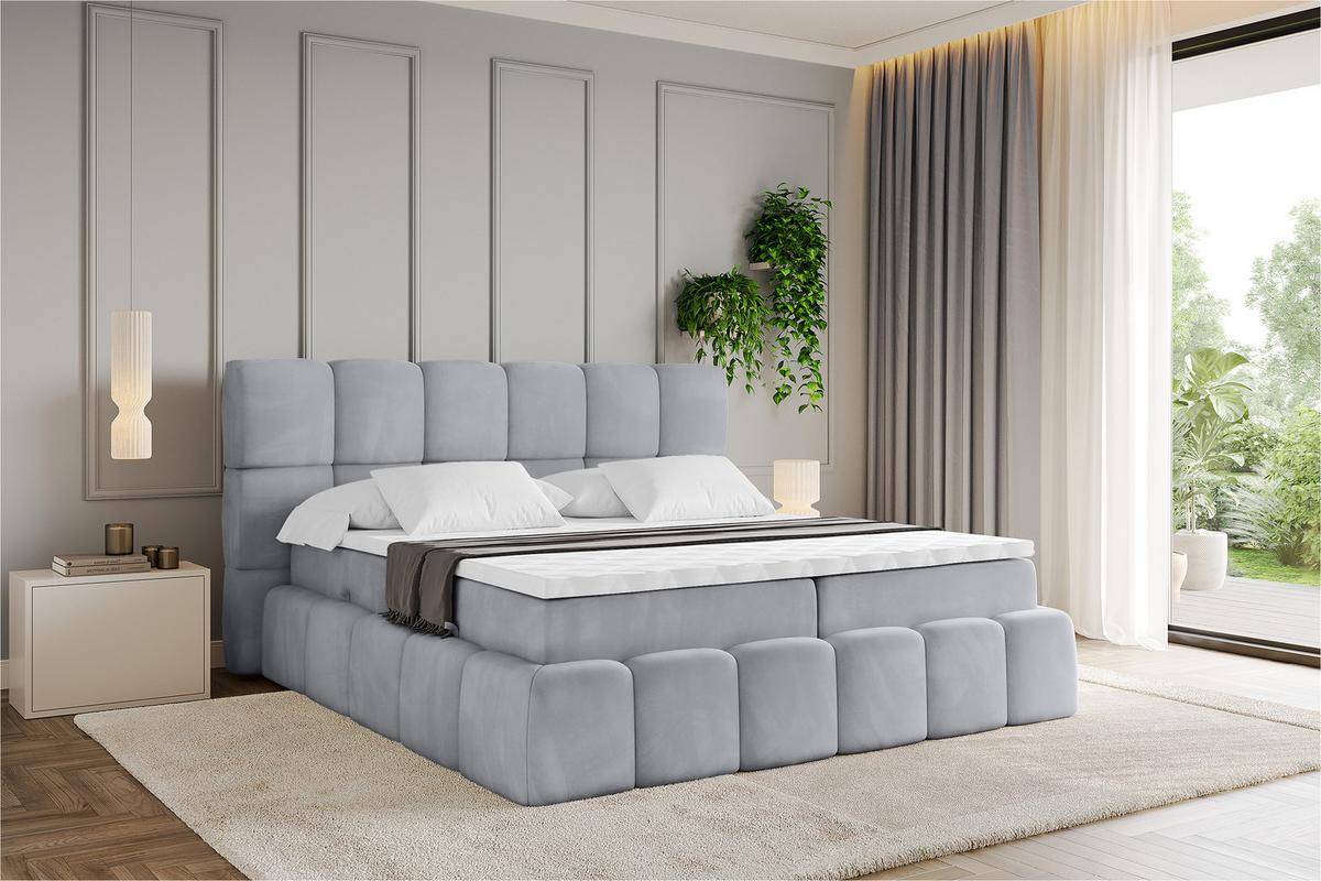 BOXBETT - AURI-H3 - 180x200 Grau Monolith - Hellgrau, Holzwerkstoff (180/200cm) - ALTDECOR