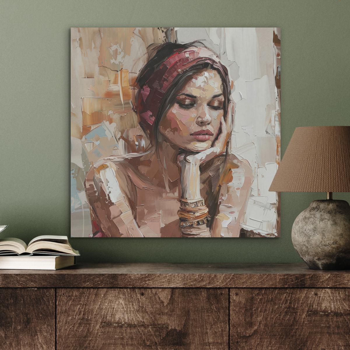 AKUSTIKBILD Frau - Lackierung - Porträt - Modern Wandbilder 60x60 cm - Altrosa, Kunststoff (60/60/0.9cm) - MuchoWow