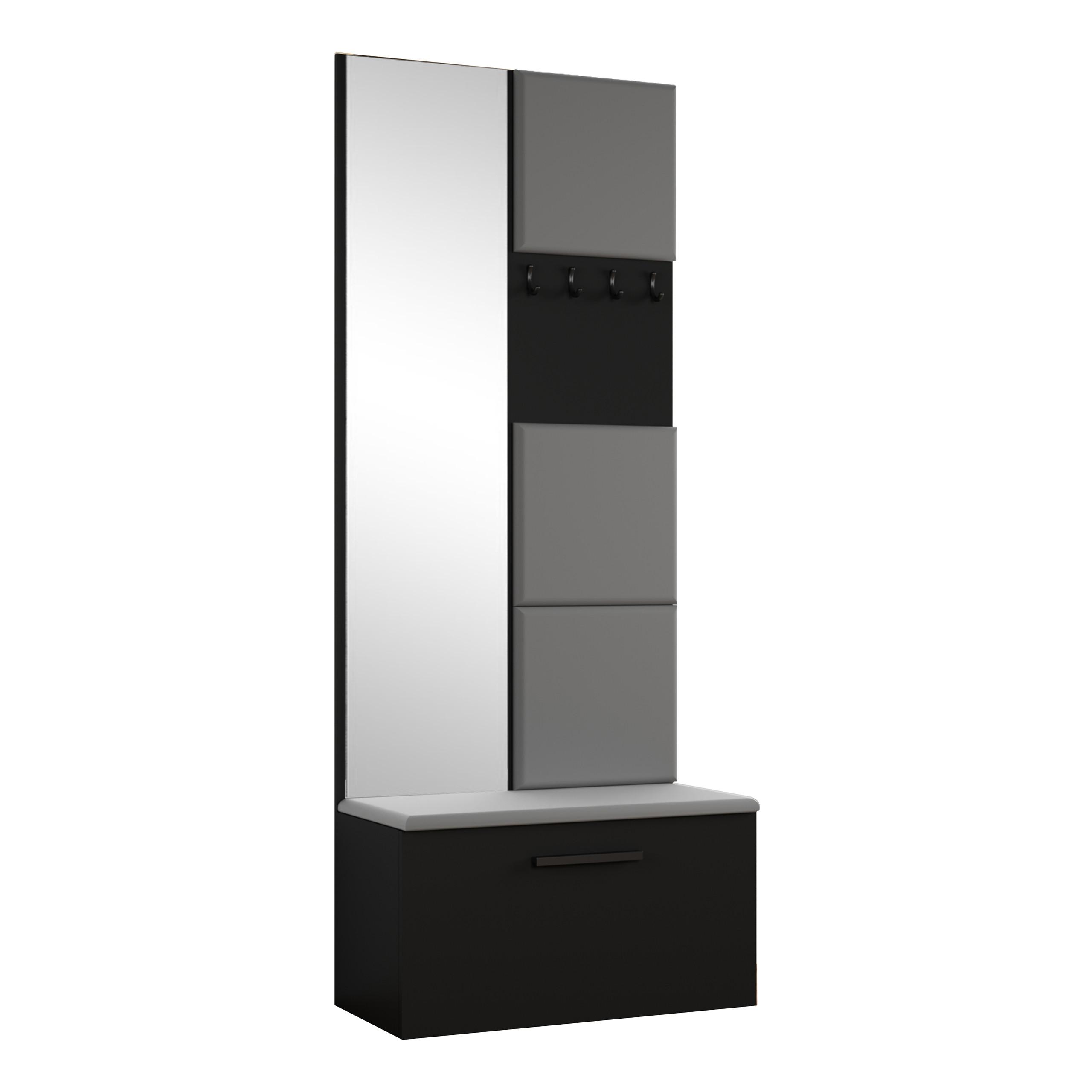 GARDEROBENSCHRANK MODULO 80,6/204/40 cm Modern Garderobe-Set Schwarz - Schwarz/Grau, Holzwerkstoff (80.6/204/40cm) - MASSENO