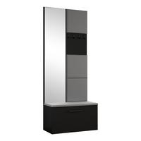 GARDEROBENSCHRANK MODULO 80,6/204/40 cm Modern Garderobe-Set Schwarz - Schwarz/Grau, Holzwerkstoff (80.6/204/40cm) - MASSENO