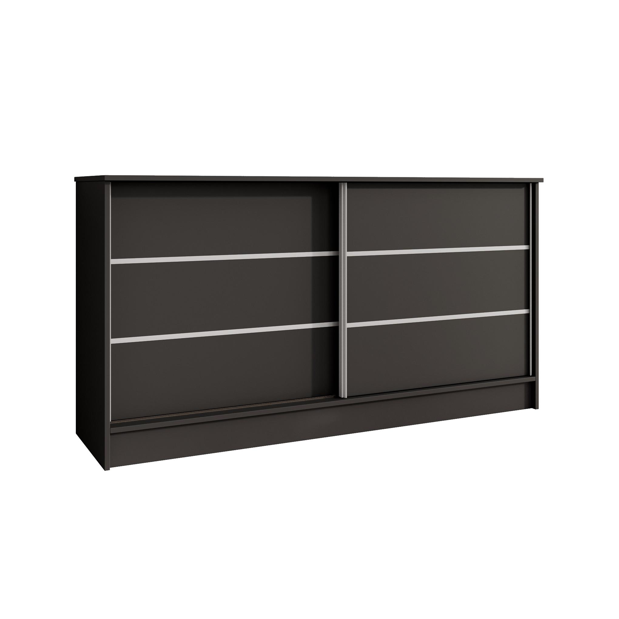 KOMMODE Mirela mit 2 Schiebetüren 160 cm, Schwarz - Schwarz, Holzwerkstoff (161/85/43.5cm) - Beautysofa