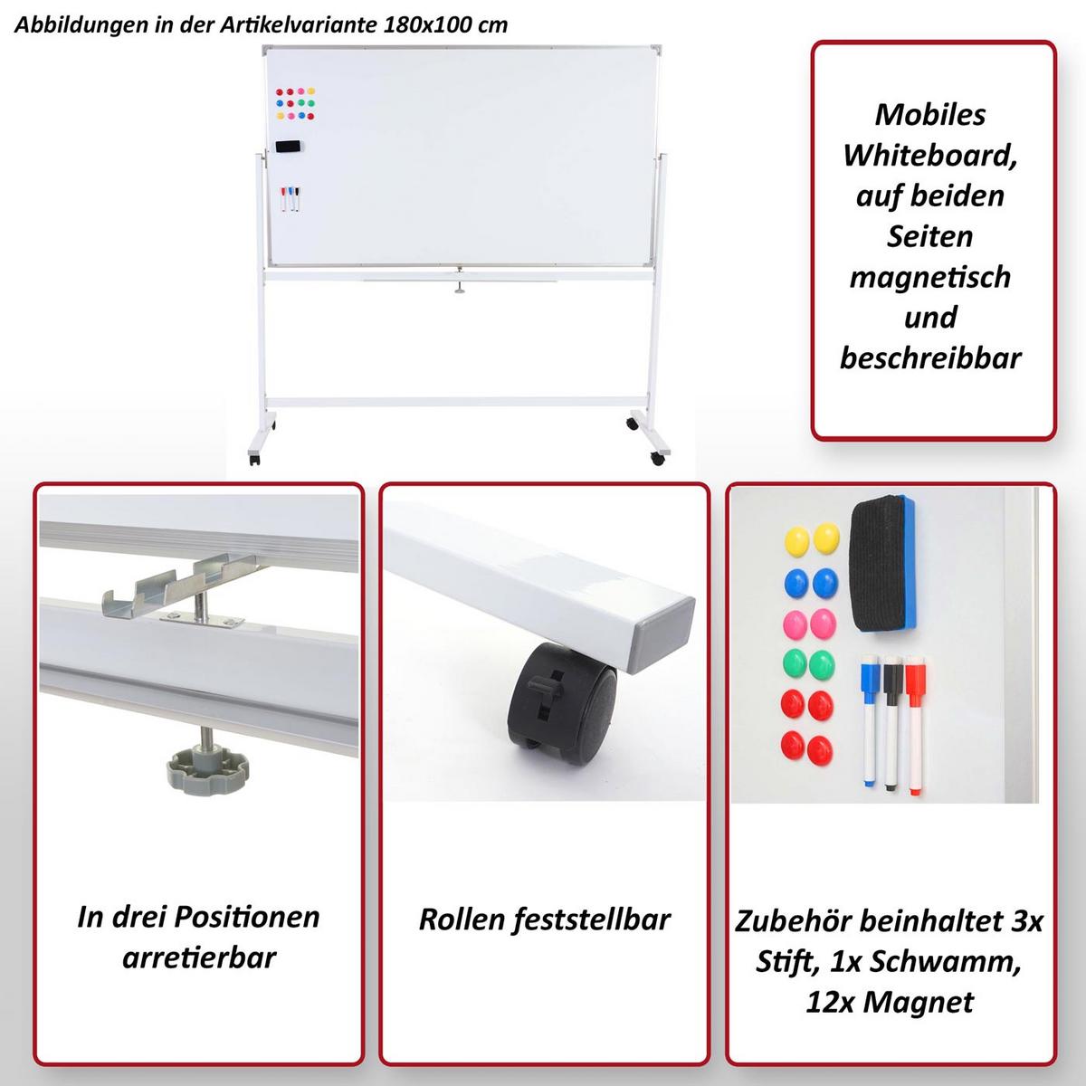 WHITEBOARD Weiß - Weiß, Metall (160/186/50cm) - MCW