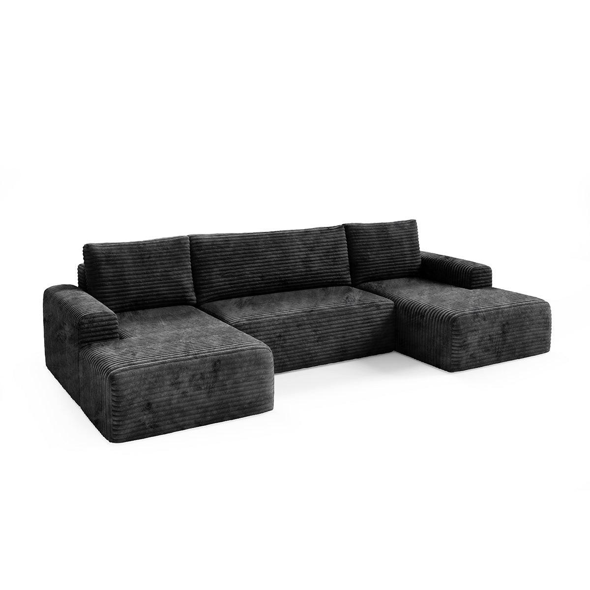 PANORAMASOFA Romeo 5 Sitzplätze Schwarz - Schwarz, Holz (345/92/163cm) - Petits-meubles