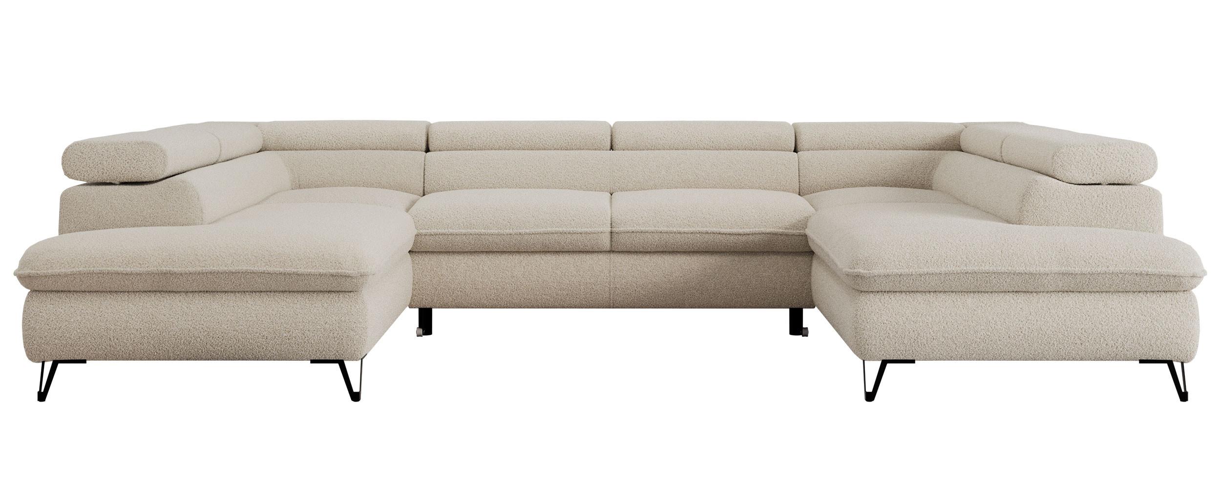 WOHNLANDSCHAFT PEDRO U Boucle Beige - Beige/Schwarz, Textil/Metall (346/76/208cm) - MKS
