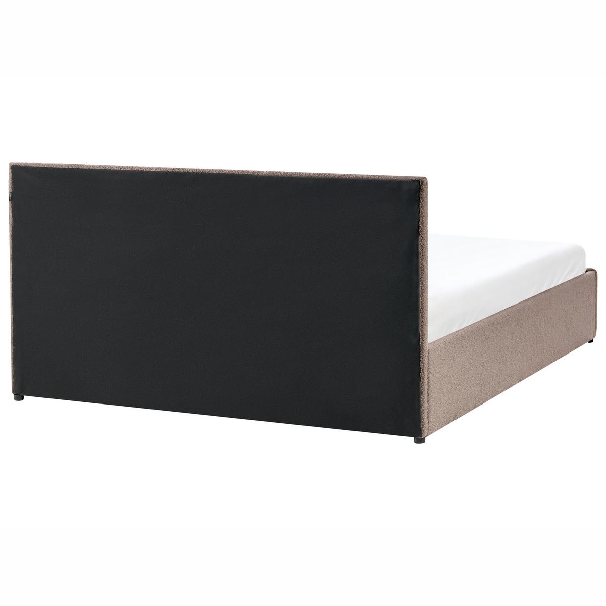 BETT mit Stauraum 160/200 cm Bouclé Taupe Massognes - Taupe, Textil (160/200cm) - Beliani