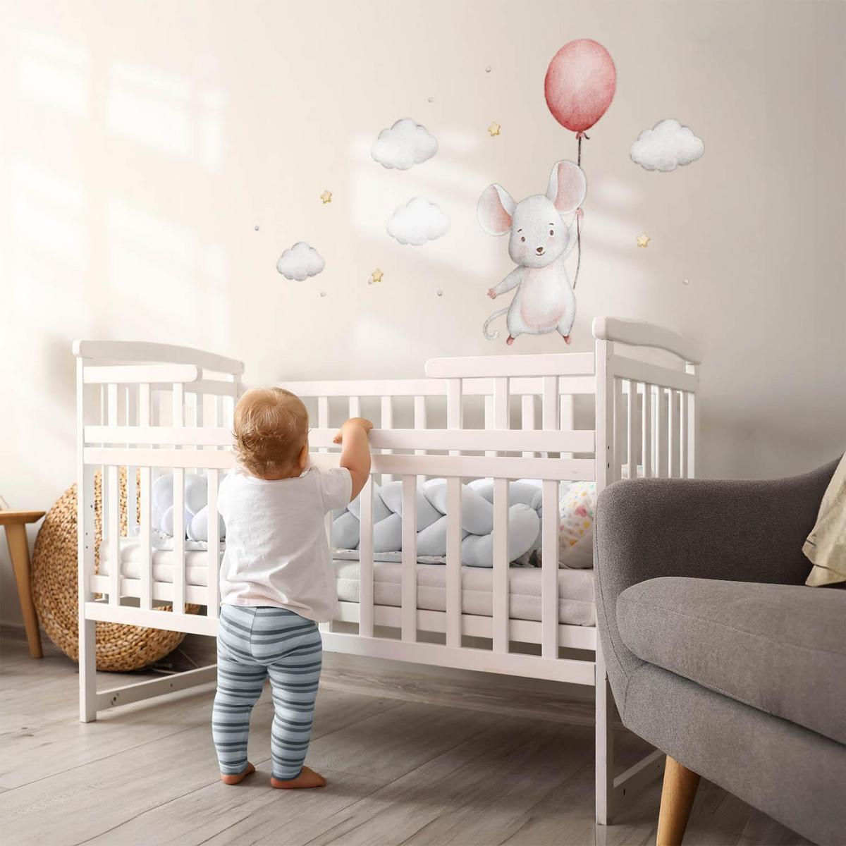WANDAUFKLEBER 130x231cm - Süße Maus - Multicolor, Kunststoff (130/231/0.1cm) - Wallfluent
