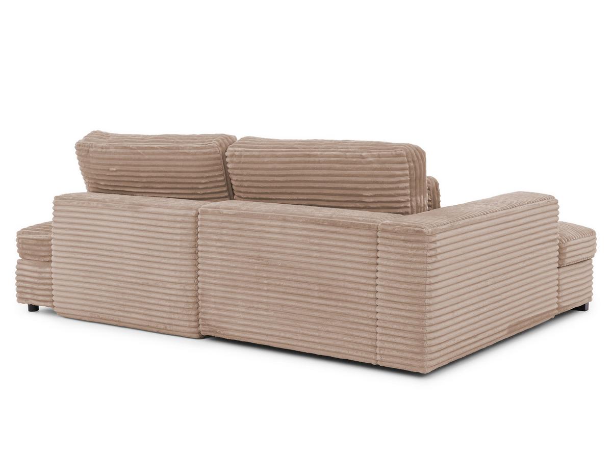 ECKSOFA Wolke mit tiefer Sitzfläche, Schlaffunktion und praktischem Bettkasten aus weichem Beige Cordstoff - Schwarz/Cappuccino, Holz/Kunststoff (162/225cm) - S-Style