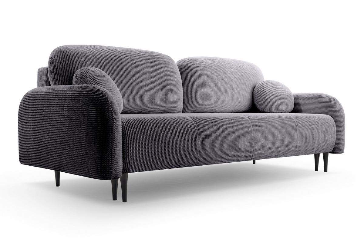 BETTSOFA VIVO Grau Geflochtener Stoff mit Schlaffunktion - Grau, Holz (230/95/102cm) - MASSENO