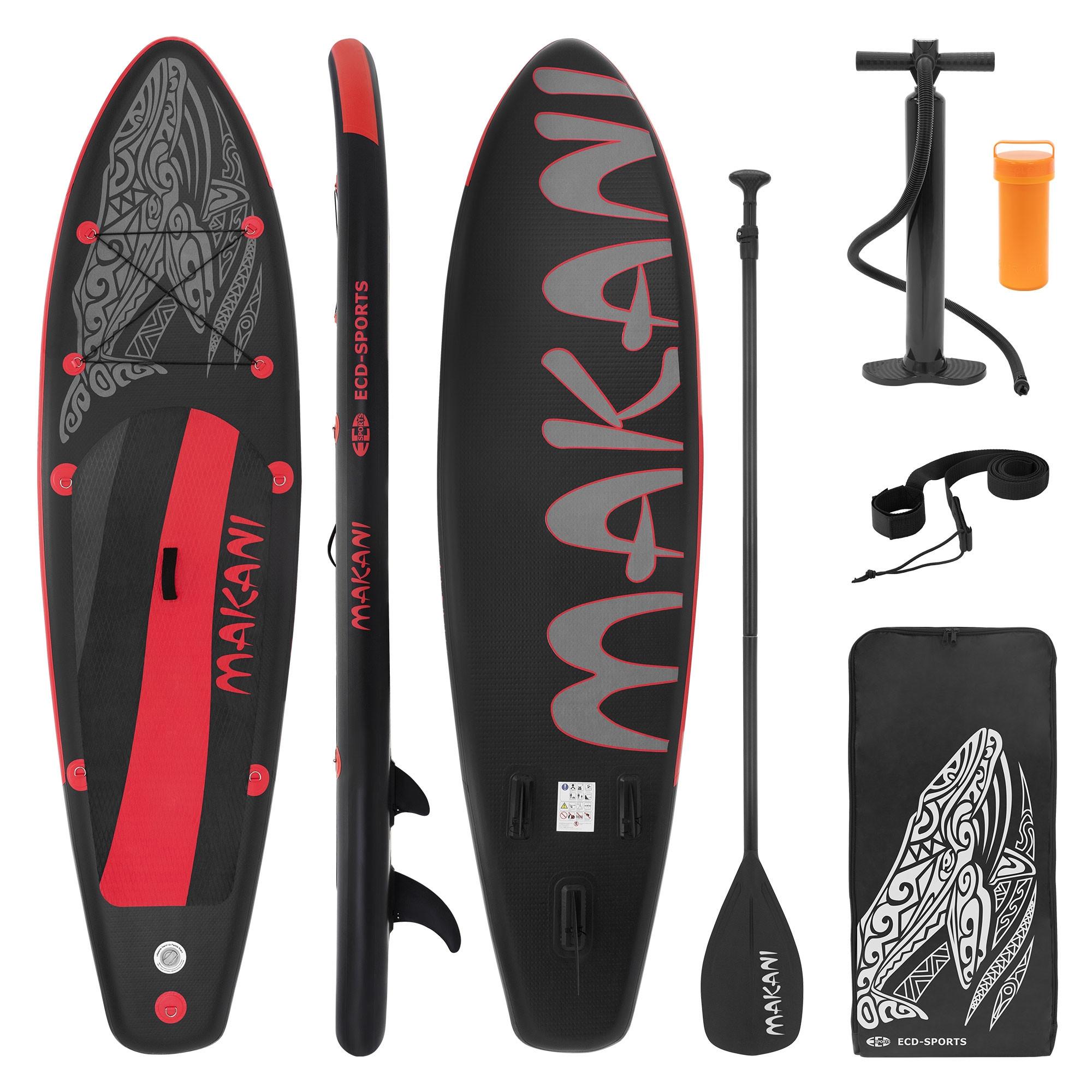 STAND UP PADDLE BOARD Makani Schwarz-Rot - Rot, Kunststoff (320/80/15cm) - ECD-Germany