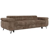 3-SITZER SOFA PETER mit Schlaffunktion - Braun Cord - Schwarz/Braun, Textil/Metall (262/76/99cm) - MKS