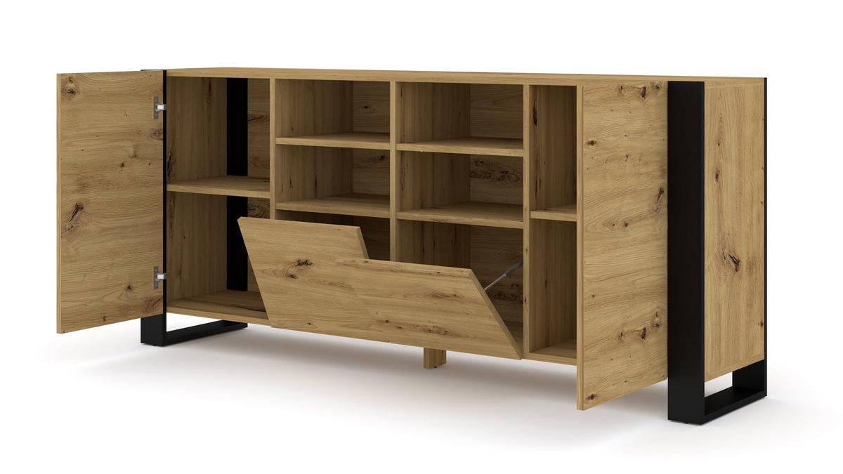 KOMMODE Artisan, Schwarz 188/84/40 - Schwarz, Holzwerkstoff (188/84/40cm) - RAUMHIRSCH FURNITURE