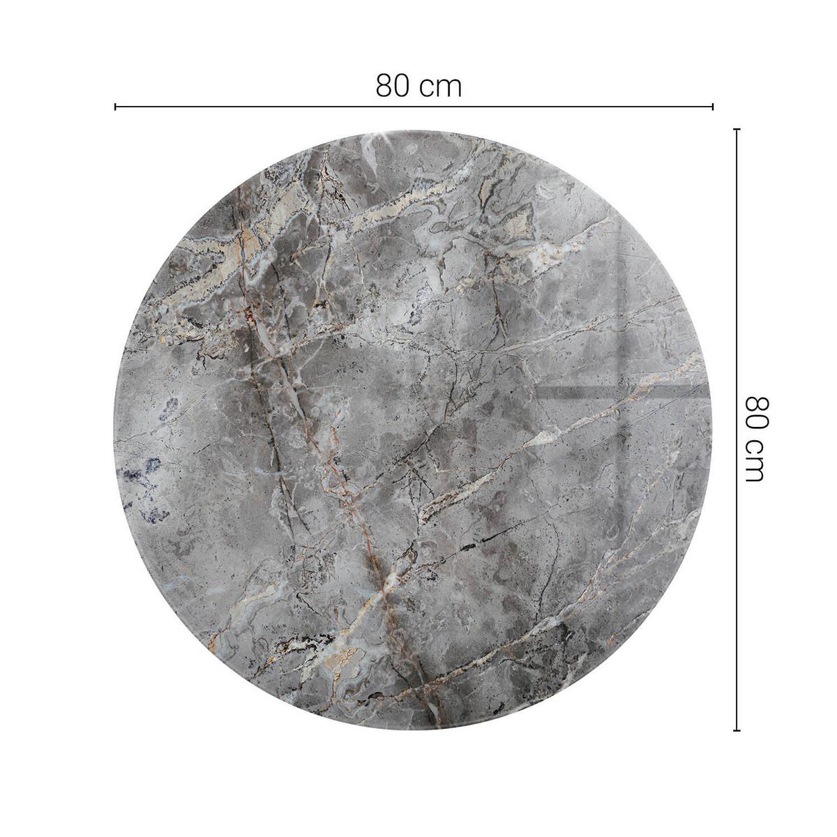 TISCHPLATTE fi80 cm Muster aus Naturmarmor - Grau, Glas (80/80/0.4cm) - TULUP