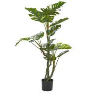 KUNSTPFLANZE im Blumentopf 135 cm Grün/Schwarz Monstera Plant - Schwarz/Grün, Kunststoff (135cm) - Beliani