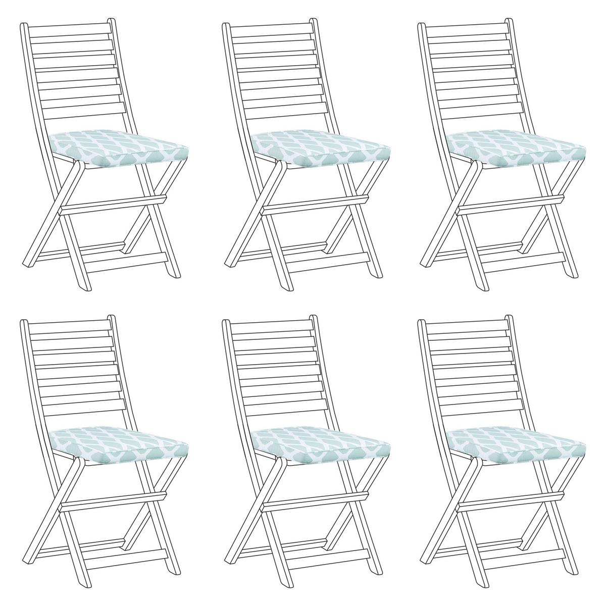 GARTENSTUHLKISSEN 6er-Set Mintgrün 39/31 cm Tolve - Weiß/Mintgrün, Textil (39/5/31cm) - Beliani