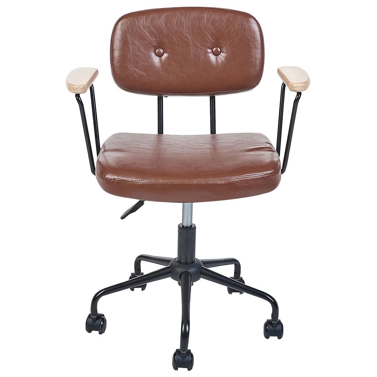 BÜROSTUHL Kunstleder Braun Algerita - Braun, Textil/Metall (62/77/62cm) - Beliani
