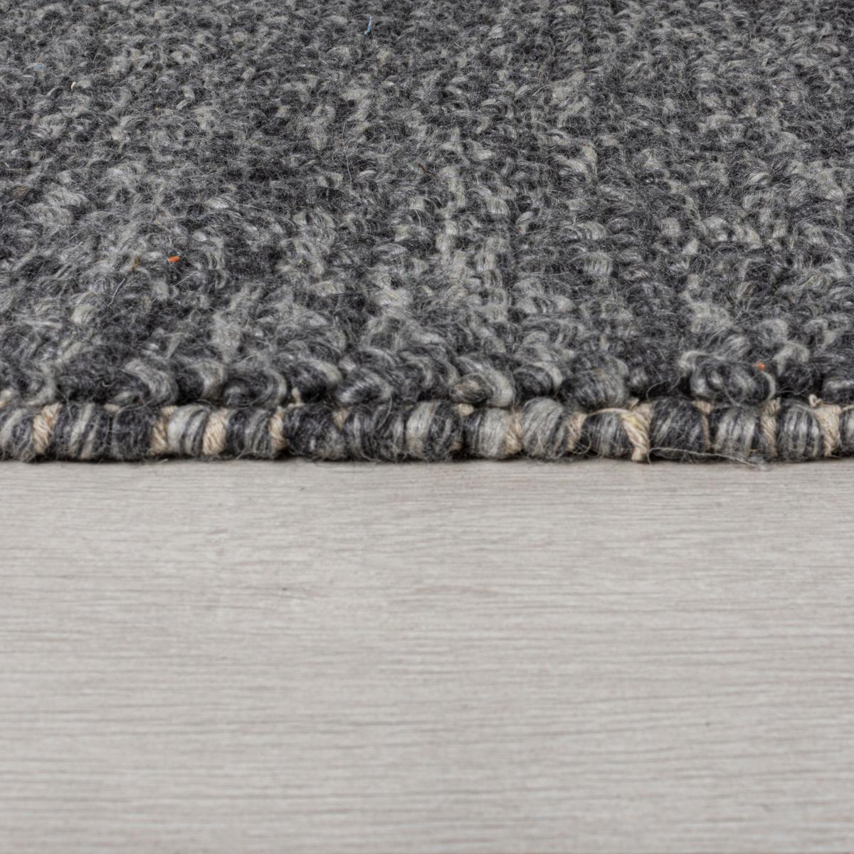 WOLLTEPPICH handgewebt MEDWAY, einfarbig, Anthrazit, 160 x 230 cm - Anthrazit, Textil (160/230cm) - KADIMA DESIGN