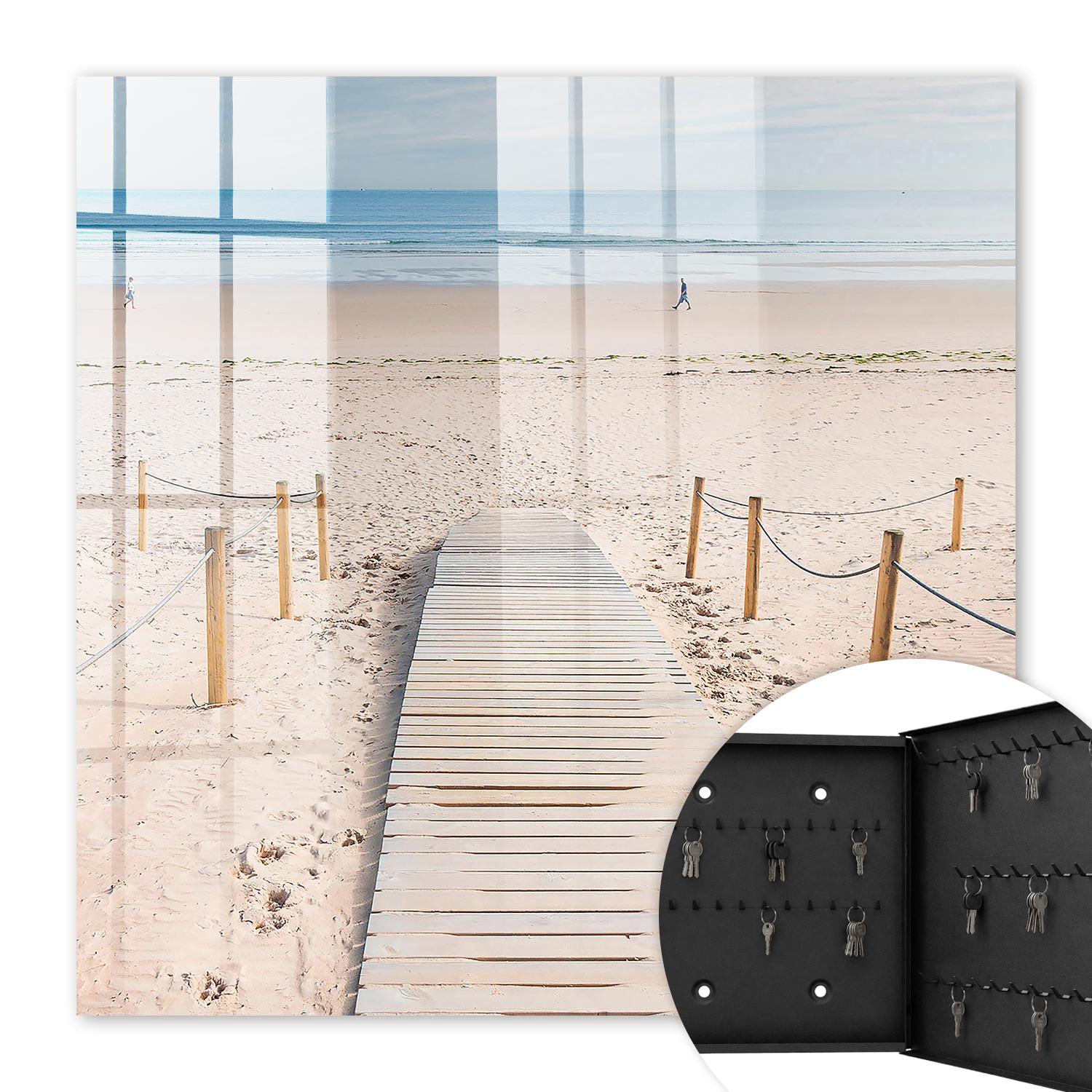 SCHLÜSSELBOX Schwarz 30x30 cm- Türöffnung nach rechts - Meeresstrand - Beige, Metall (30/30/5cm) - TULUP
