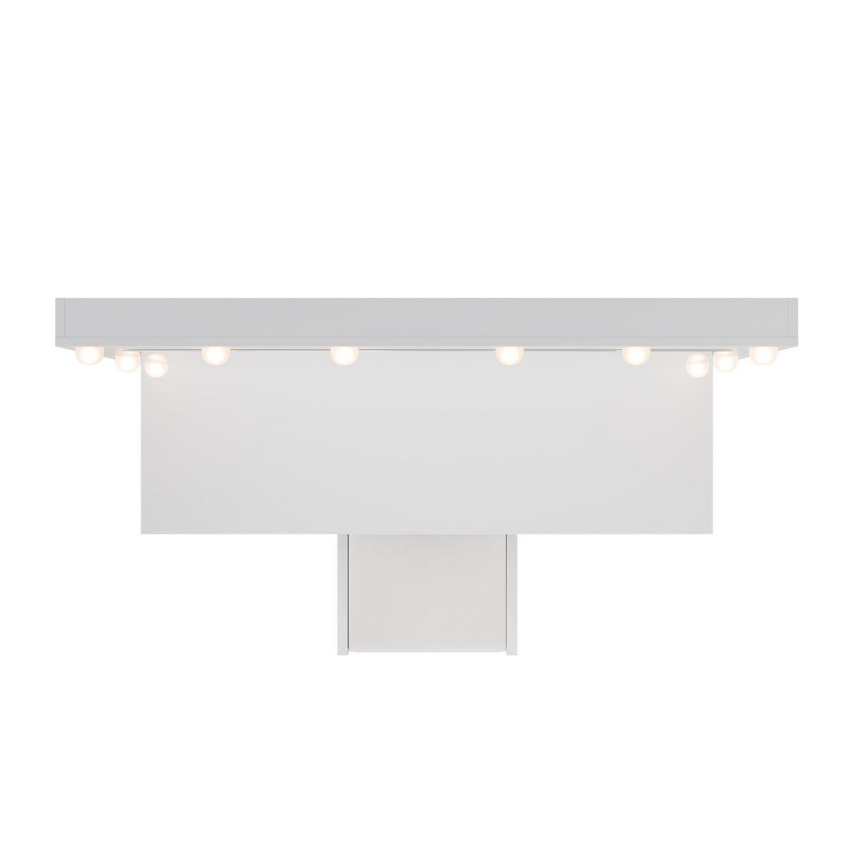 SCHMINKTISCH Lilia weiß mit LED-Beleuchtung und Hocker Melly - Weiß, Holz (108/140/41cm) - Juskys