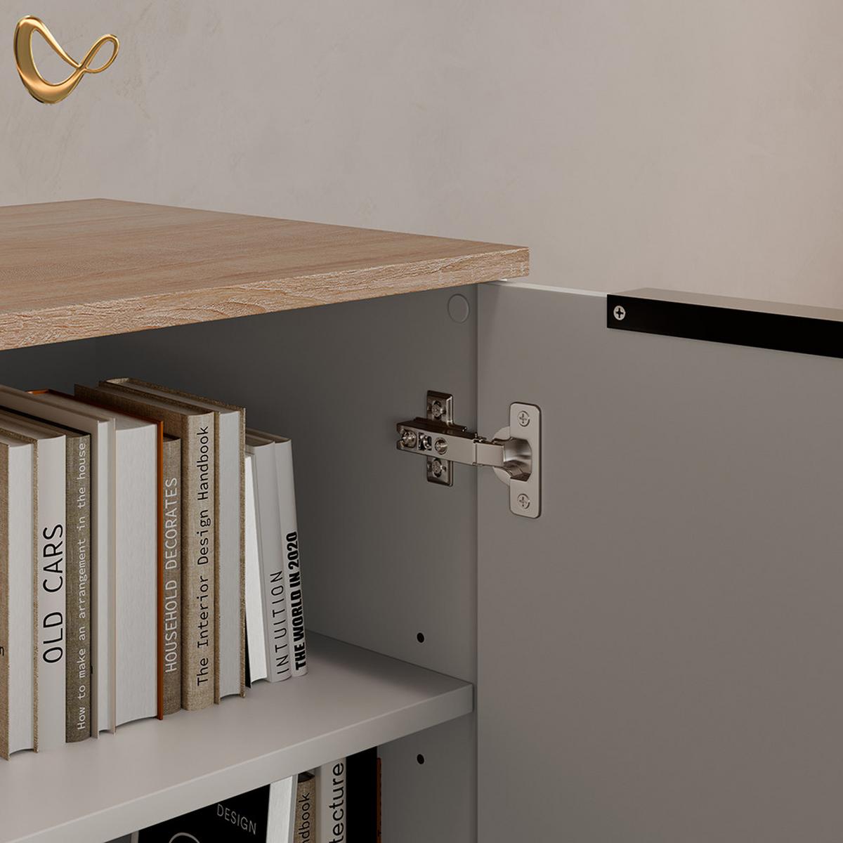 KOMMODE Piave Greige mit 2 Türen - Greige, Holzwerkstoff (80/50/40cm) - Livinity®
