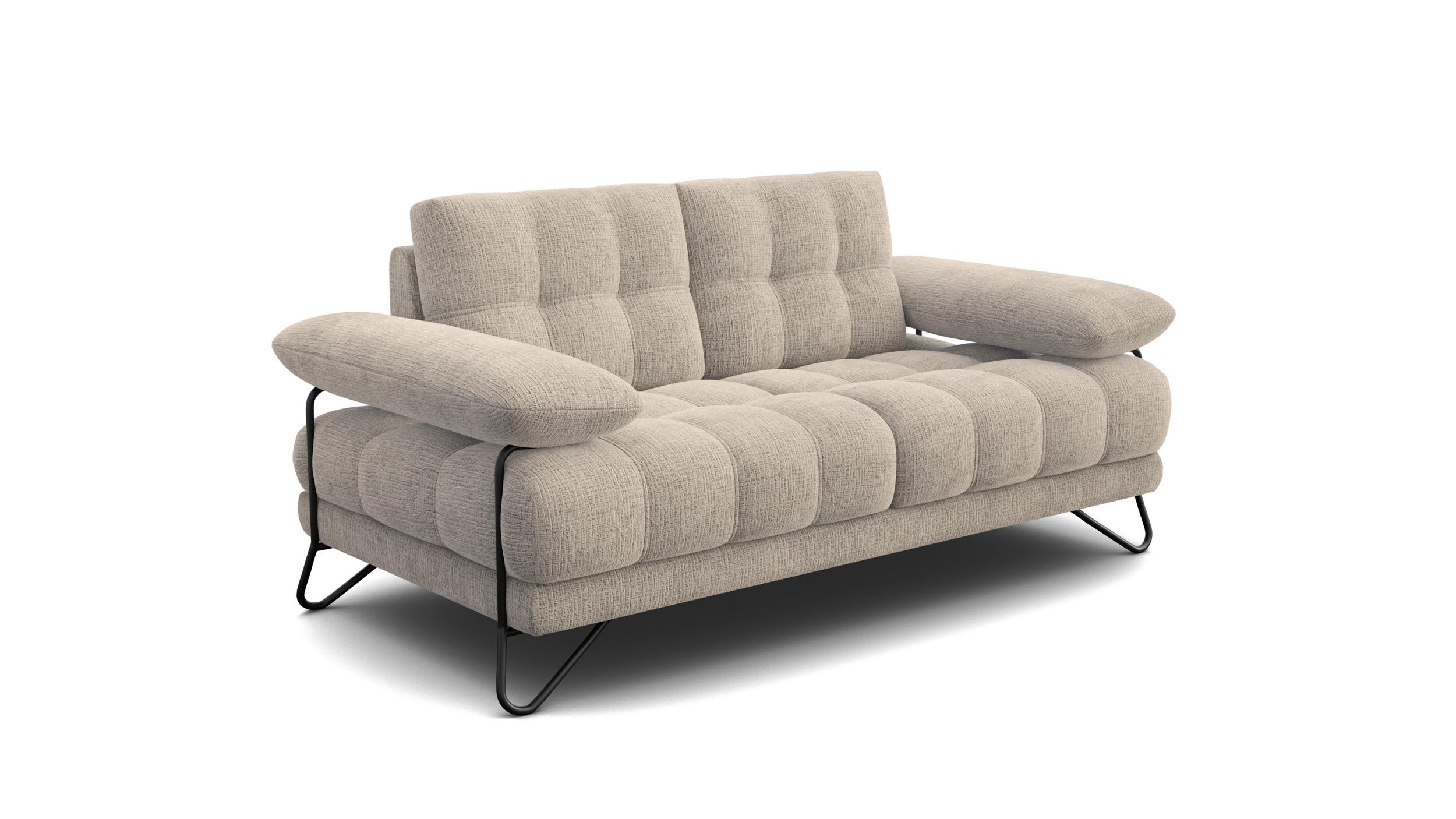 SOFA BUBBARA 2-Sitzer, beige - Beige/Schwarz, Holz/Textil (185/87/96cm) - Wozimo