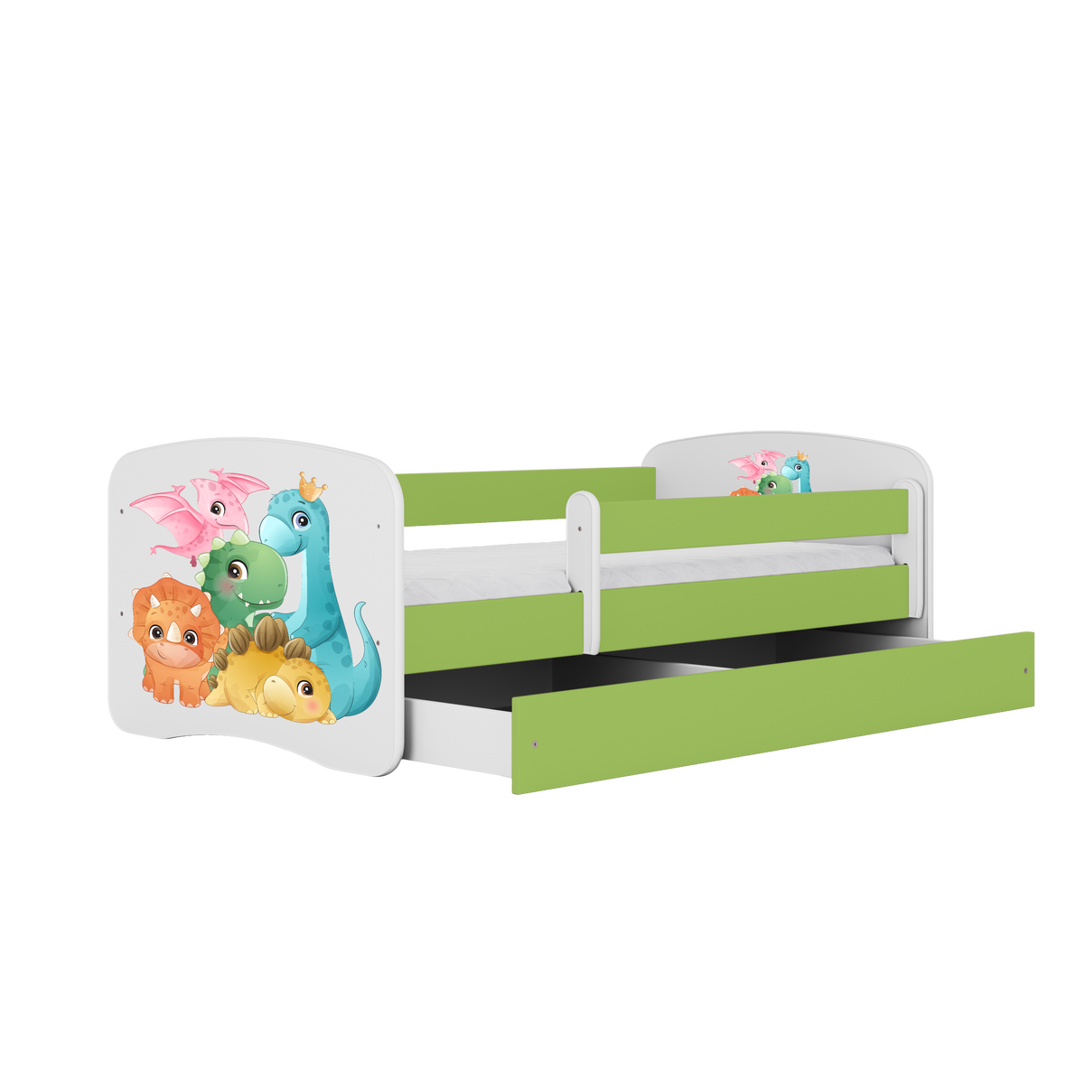 KINDERBETT Dino mit Schublade 140/70 80/61/144 - Grün, Holzwerkstoff (70/140cm) - RAUMHIRSCH FURNITURE
