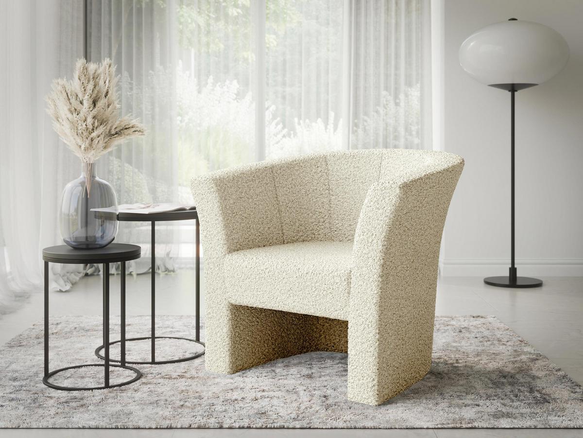 SESSEL Niko Boucle - Creme/Schwarz, Holzwerkstoff/Kunststoff (71/76/65cm) - MIRJAN24