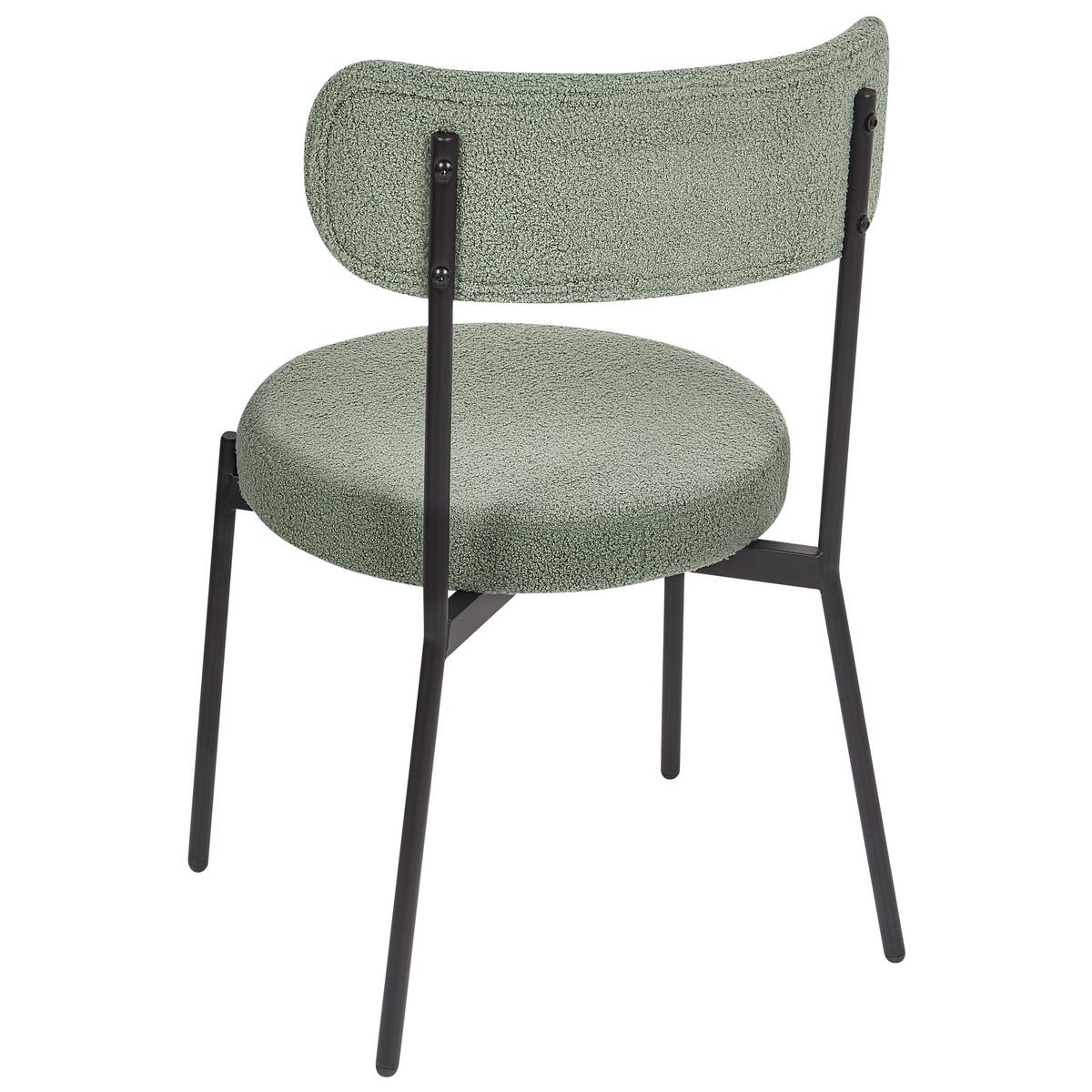 ESSZIMMERSTUHL 2er-Set Bouclé Hellgrün Allison - Schwarz/Hellgrün, Textil (47/77/52cm) - Beliani