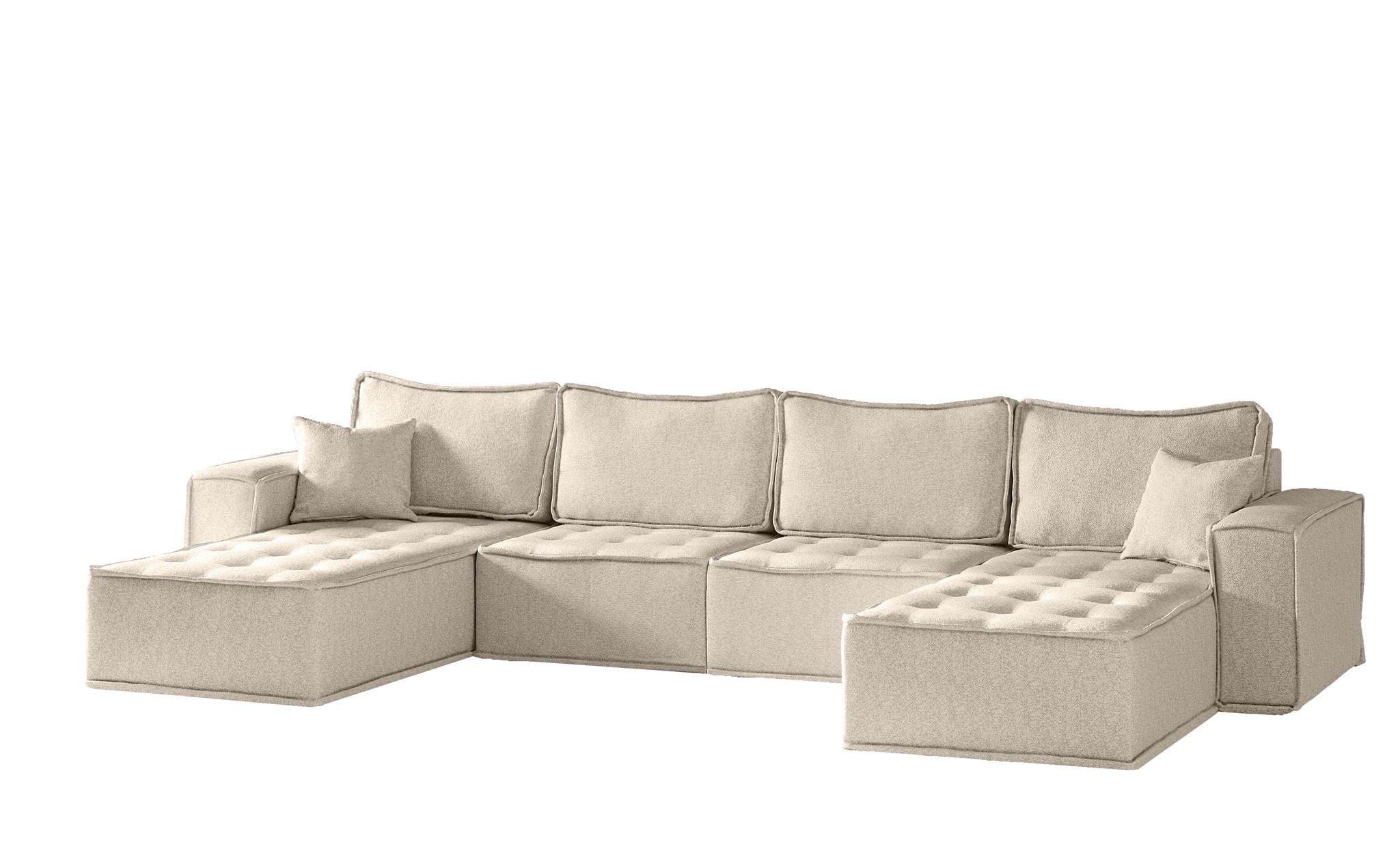 WOHNLANDSCHAFT Sande In Alpine - Beige, Holzwerkstoff/Textil (372/85/192cm) - Fun Möbel
