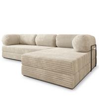 ECKSOFA ETERA modulares Boneless Sofa mit Schlaffunktion Creme Kordstoff - Creme, Textil (270/160cm) - MASSENO