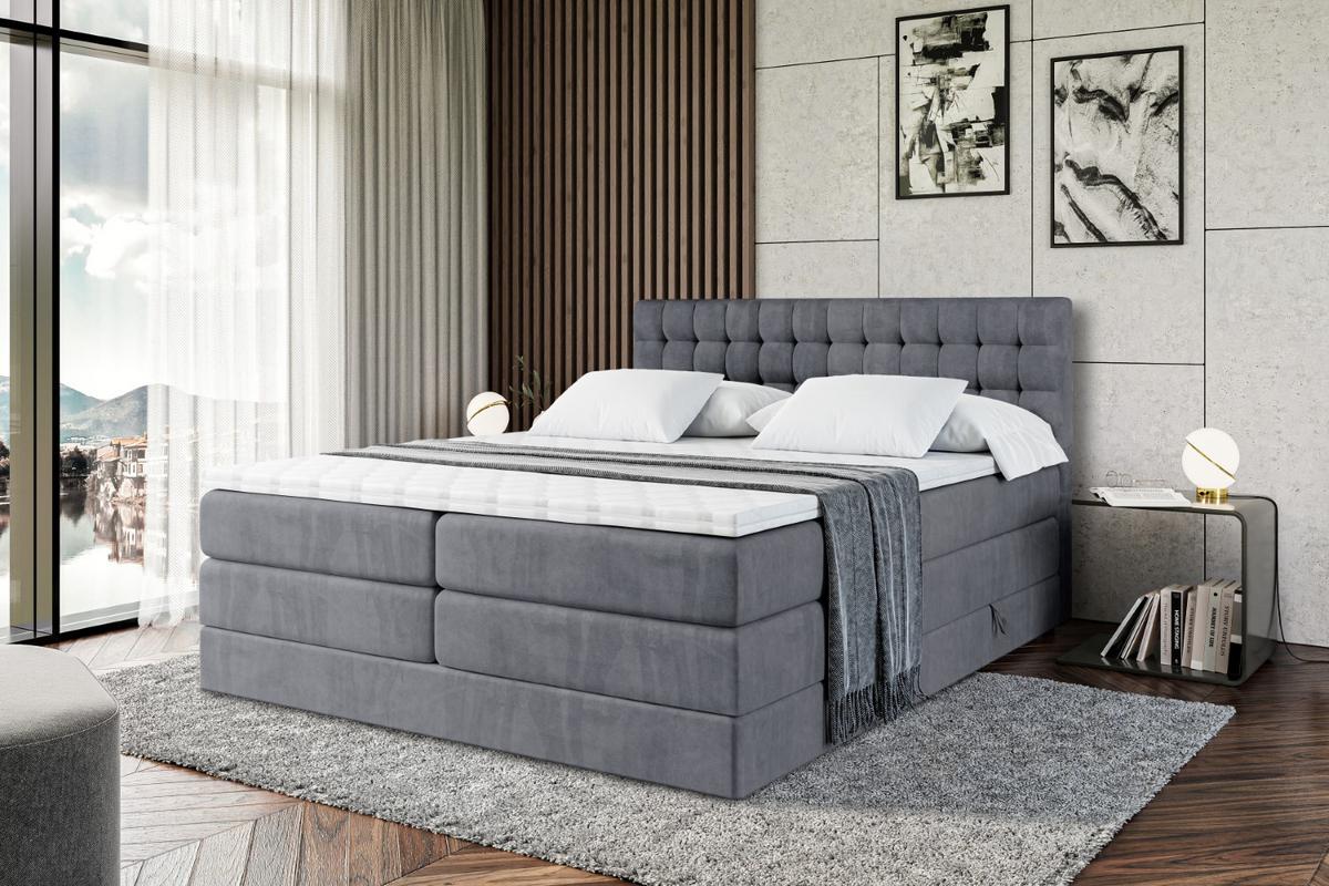 BOXSPRINGBETT VIONE KING - 180 x 200 - H3/H4 - Dunkelgrau - Dunkelgrau, Holzwerkstoff (180/200cm) - ALTDECOR