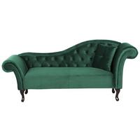 CHAISELONGUE Samtstoff dunkelgrün rechtsseitig Lattes - Grün, Textil (188/87/59cm) - Beliani