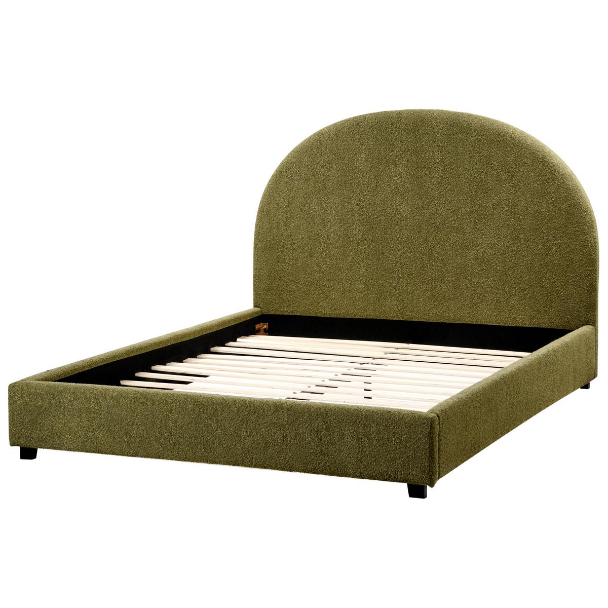 BETT mit Lattenrost 140/200 cm Bouclé Olivgrün Vaucluse - Grün, Textil (140/200cm) - Beliani