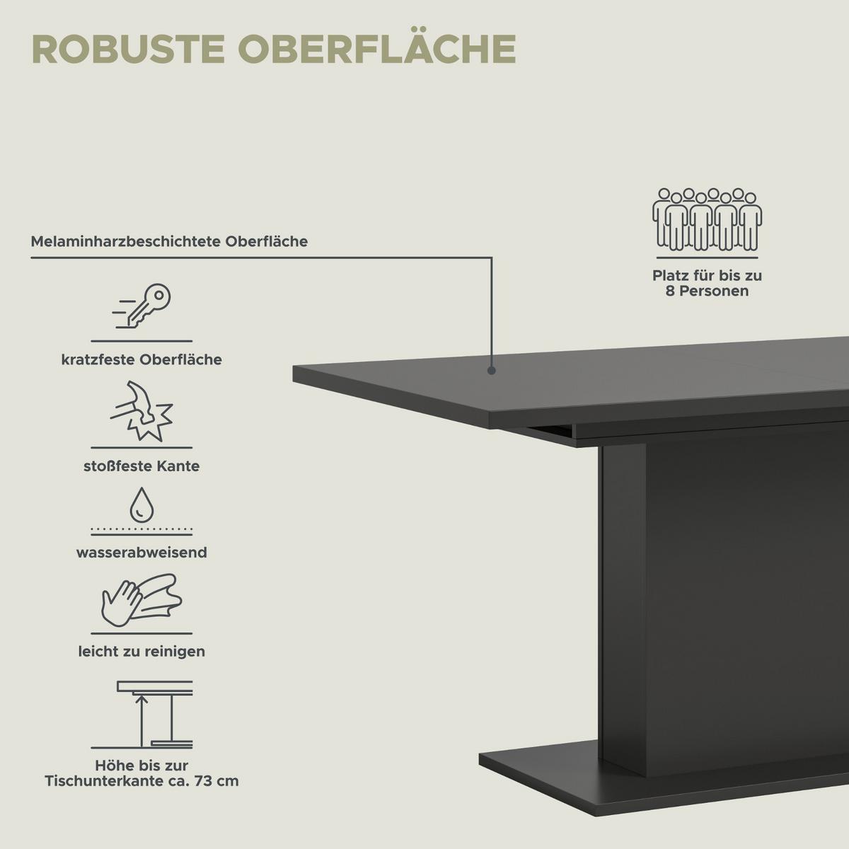 ESSTISCH grau, Küchentisch ausziehbar 150 - 190 cm - Grau, Holzwerkstoff/Metall (150/90/76cm) - Inn.Furn