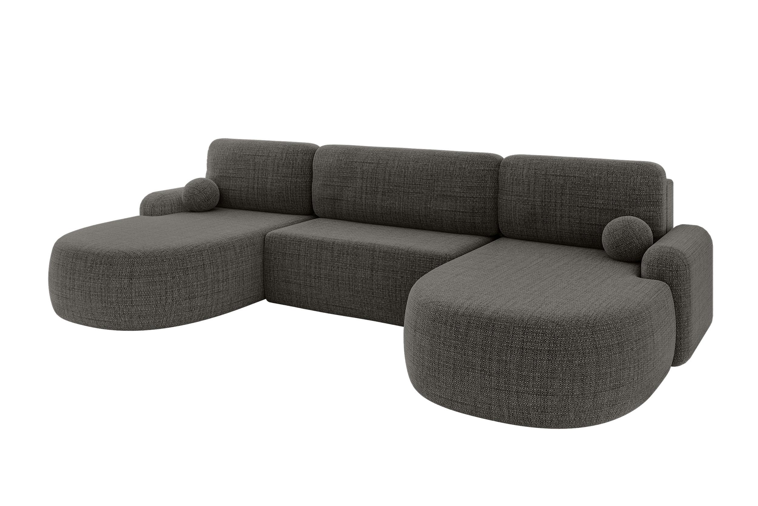 WOHNLANDSCHAFT mit Schlaffunktion und Bettkasten LIRA-U - 335x172x89 Grau - Grau, Holzwerkstoff/Textil (335/89/172cm) - ALTDECOR