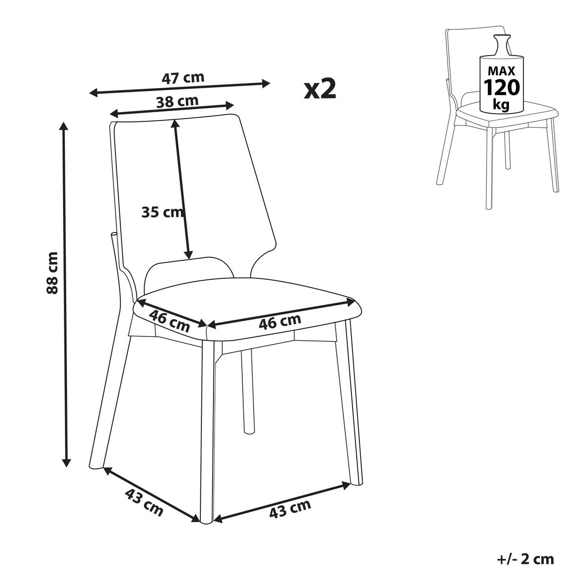 ESSZIMMERSTUHL 2er-Set Holzwerkstoff Heller Holzfarbton/Hellgrau Abee - Hellbraun, Holz/Textil (47/88/46cm) - Beliani