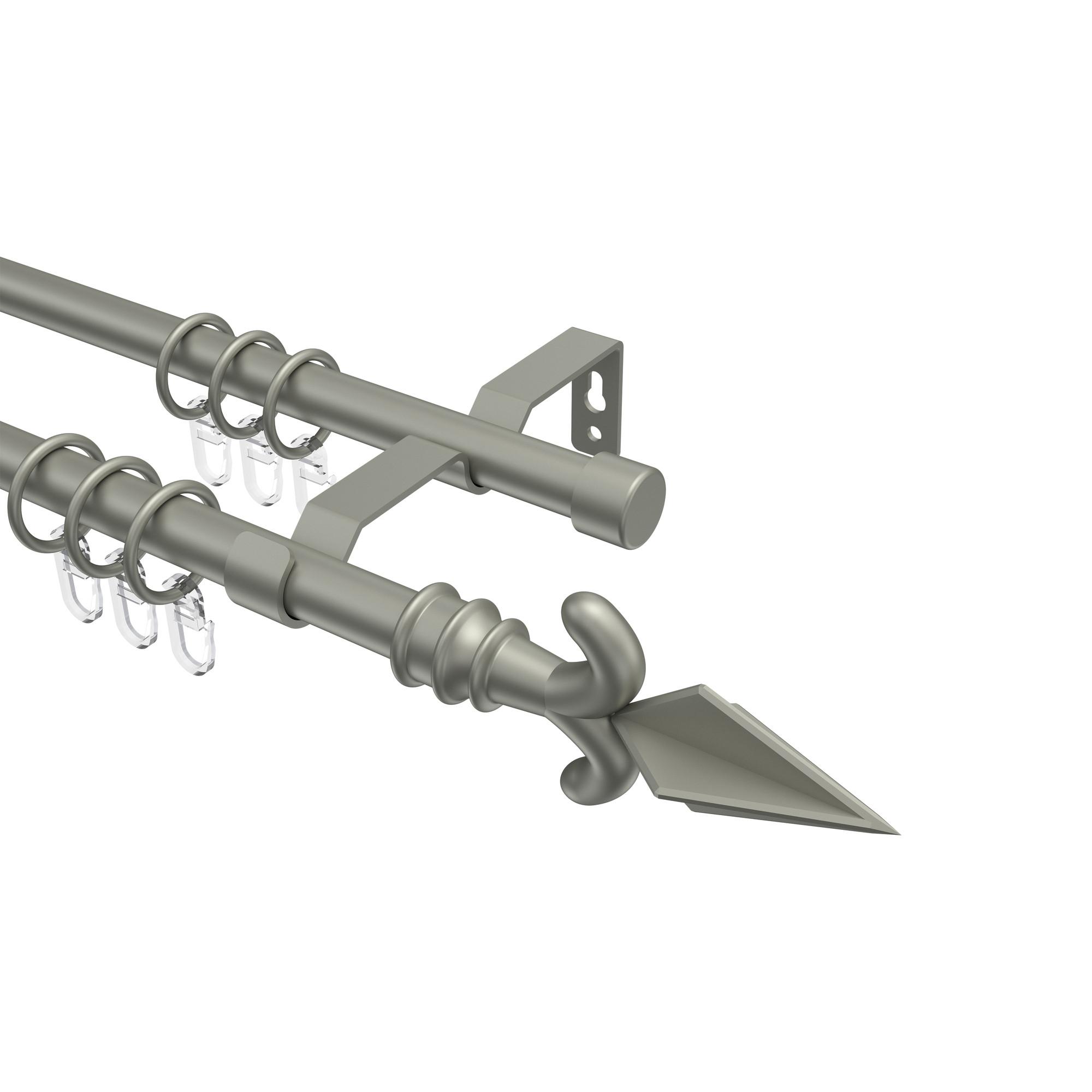 GARDINENSTANGE Olymp Matteo 600 cm (geteilt in 3 x 200 cm), 2-läufig, 16 mm Ø Chrom matt - Chromfarben/Nickelfarben, Metall (600cm) - INTERDECO