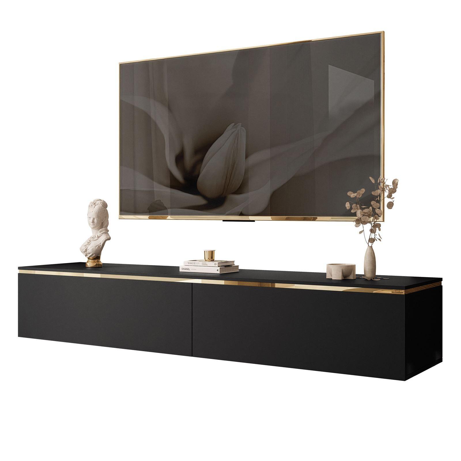 HÄNGESCHRANK TV-Möbel AURORA Schwarz Matt mit LED Beleuchtung - Schwarz, Holzwerkstoff (180/32/40cm) - Lookway