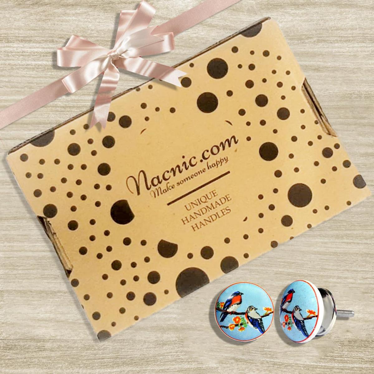 KERAMIKKNÖPFEN Set mit 8 mit verschiedenen Vogelmotiven 40 mm Durchmesser. - Multicolor, Keramik (4/4/6.9cm) - Nacnic