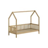 HAUSBETT Kandace 90x200 Eiche massiv natur mit Dachaufbau - Eichefarben, Holz (90/200cm) - 58aufmkessel
