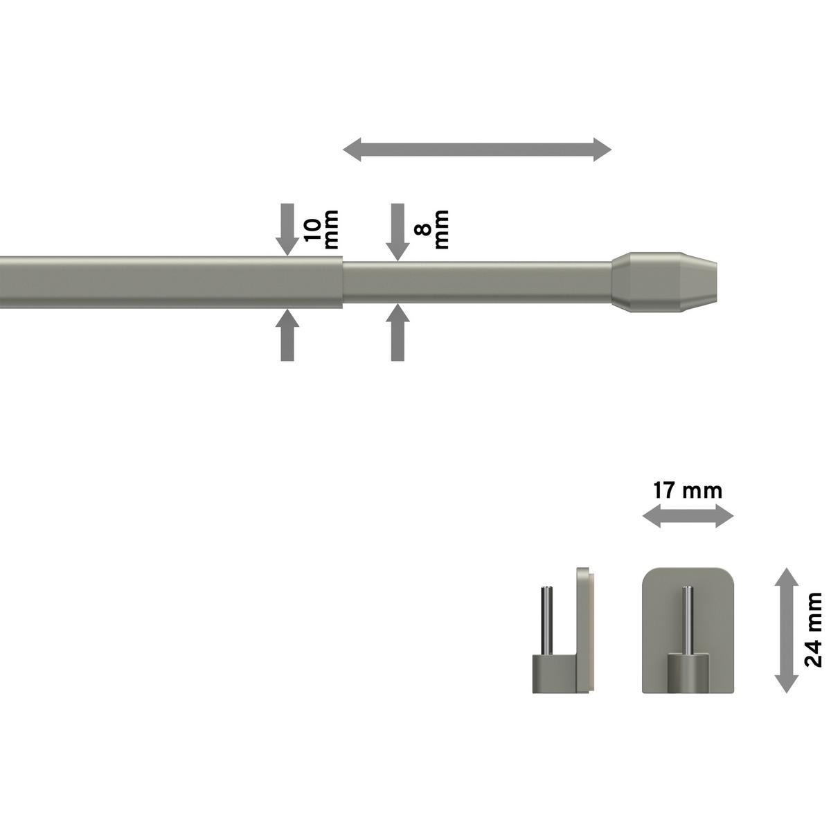 SCHEIBENSTANGEN / VITRAGESTANGEN MIT KLEBEHAKEN Geno 40-60 cm, oval, Silbergrau, Packung 2 Stück - Alufarben, Kunststoff/Metall (1.2/2.4/60cm) - INTERDECO