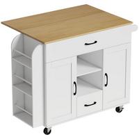 KÜCHENINSEL MDF Kiefernholz Weiß - Schwarz/Weiß, Holzwerkstoff/Metall (70/89/115cm) - HOMCOM