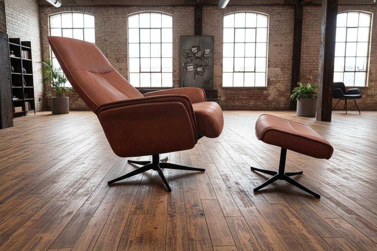RELAXSESSEL JOSIANE Braun Lederfaserstoff Relaxfunktion - Schwarz/Braun, Leder/Metall (78/107/87cm) - KAWOLA