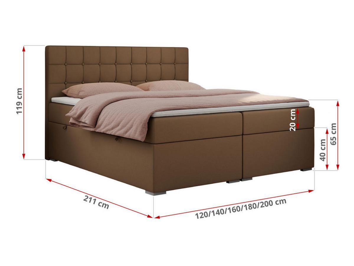 BOXBETT CARMEN 140/200 Braun Kunstleder - H3 - Braun, Holz/Textil (140/200cm) - MKS