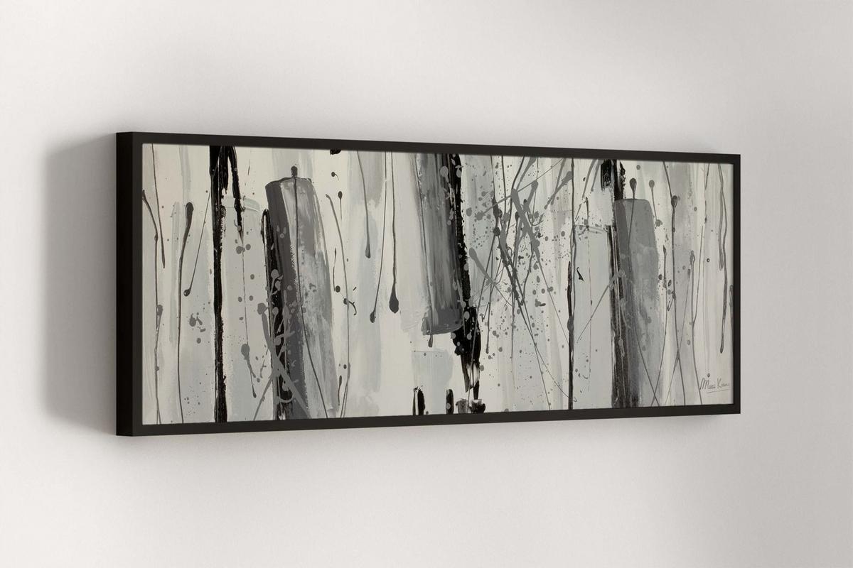 ACRYLBILD HANDGEMALT 150/50 cm - Schwarz/Grau, Holz/Textil (150/50cm) - KUNSTLOFT