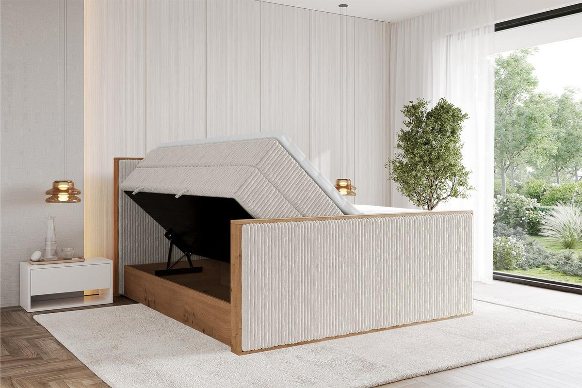 BOXSPRINGBETT LOLLI9 -Z-KING 140x200 - H3/H4 Creme - Creme, Holzwerkstoff (140/200cm) - ALTDECOR