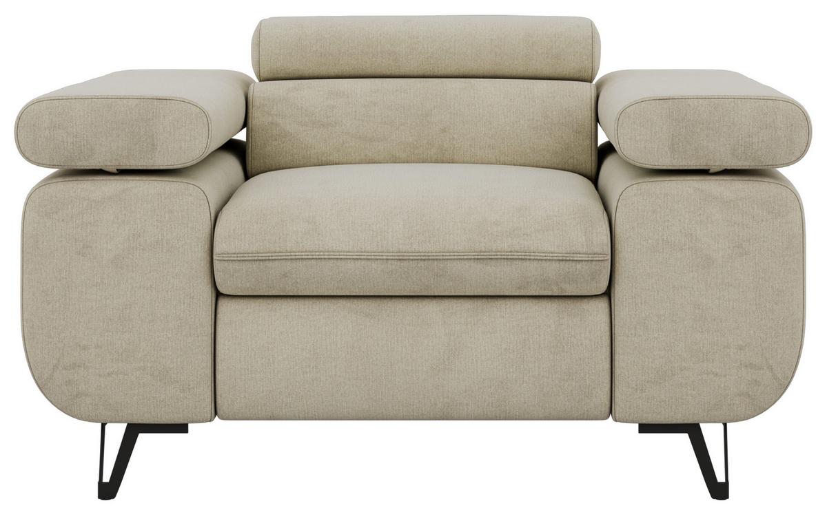 SESSEL PETER 1 - Beige Velvet - Beige/Schwarz, Textil/Metall (126/76/99cm) - MKS
