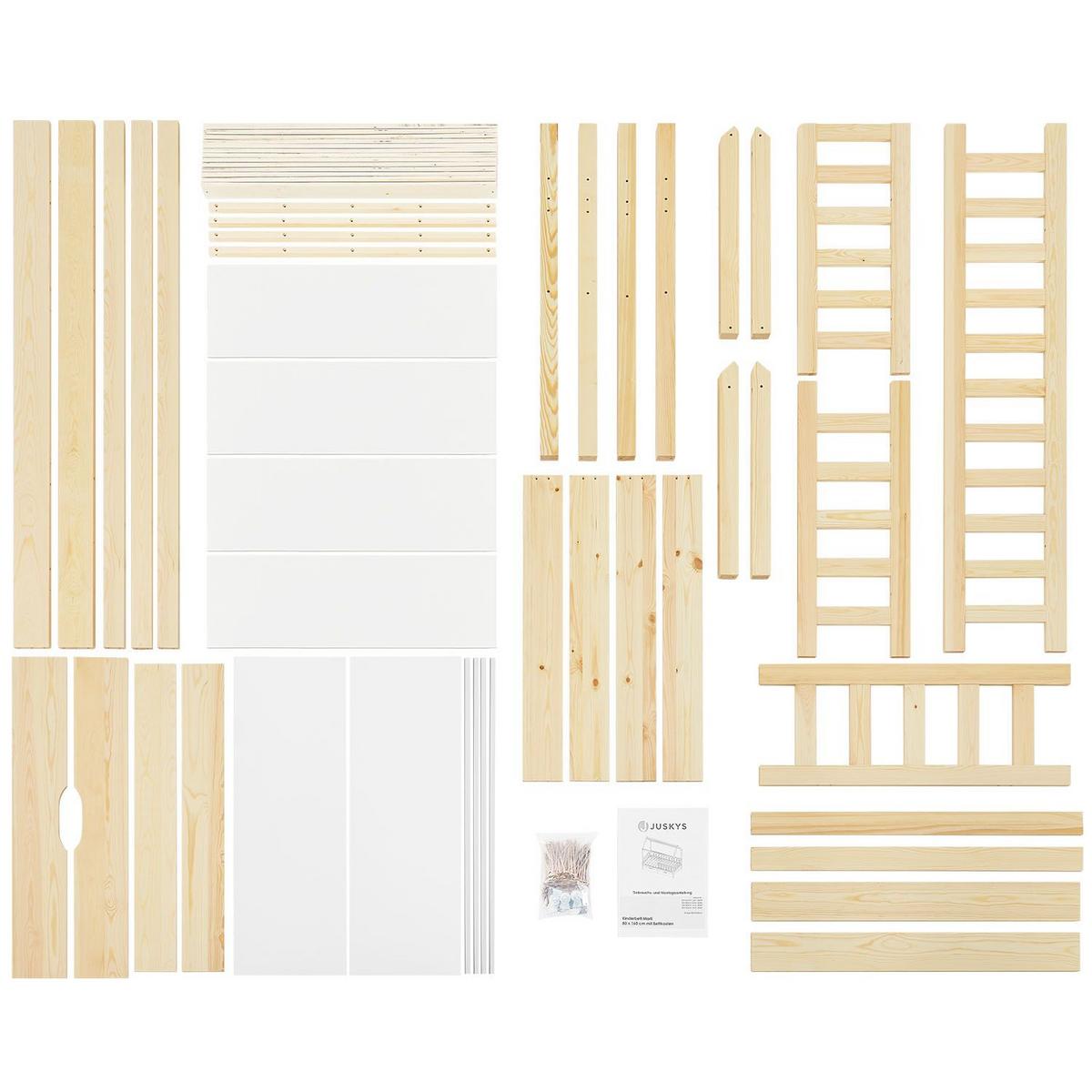 KINDERBETT Marli natur 80x160 cm mit Bettkasten und Matratze - Naturfarben, Holz (80/160cm) - Juskys