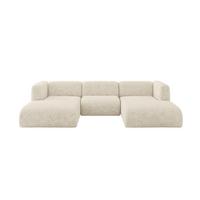 WOHNLANDSCHAFT MIRA-U1 317x179x70 Creme Velours - Creme/Schwarz, Holzwerkstoff/Kunststoff (317/70/179cm) - ALTDECOR