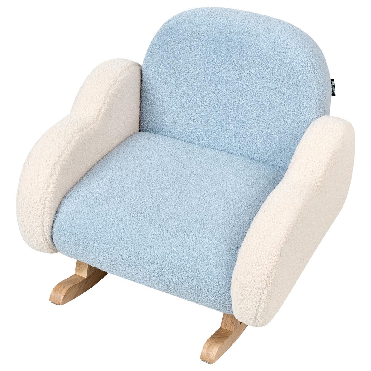 KINDERSCHAUKELSTUHL Cremeweiß Skare - Blau/Braun, Textil (54/52/54cm) - Beliani